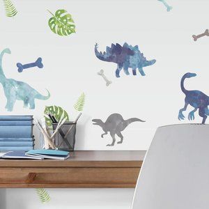 Watercolor Dinosaur Peel Stick Wall Decals Kids Nursery Room Decor Stickers Art